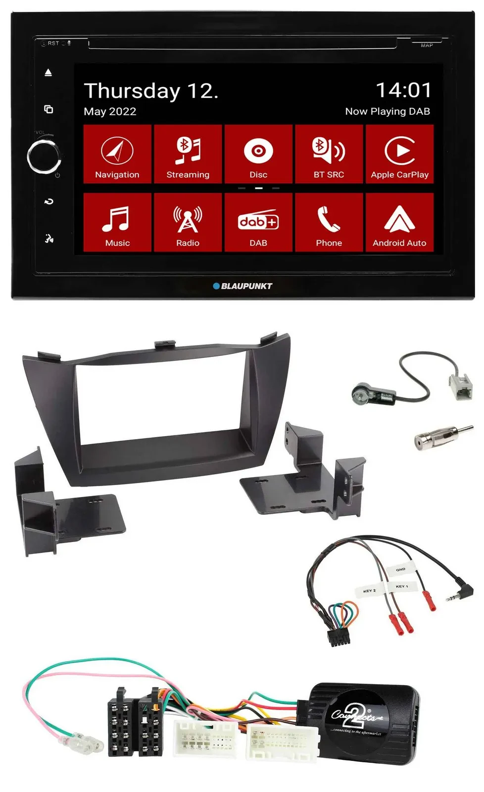 Blaupunkt 2DIN Lenkrad Bluetooth USB TMC DAB Navigation für Hyundai ix35 2010-20