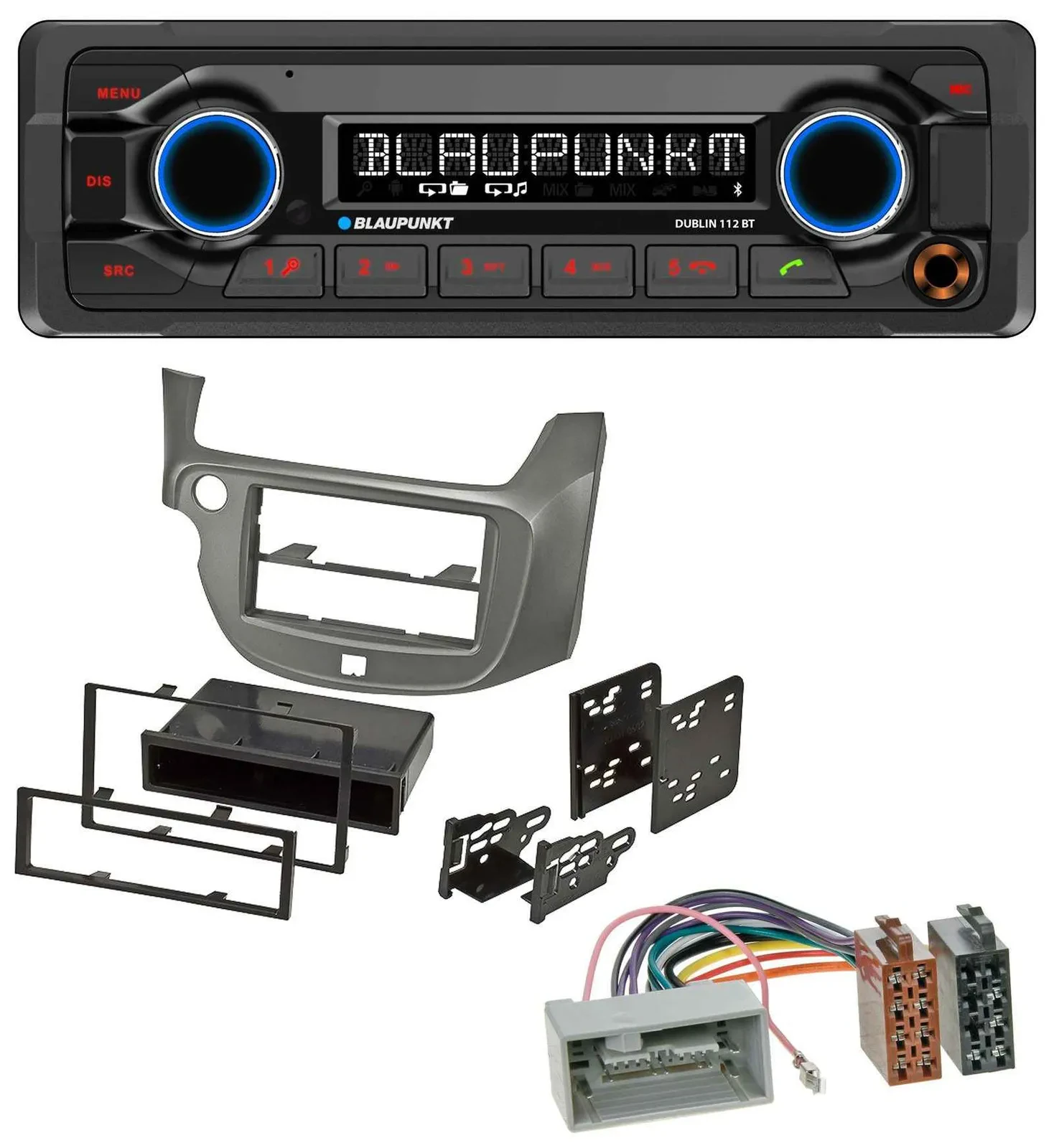 Blaupunkt MP3 Bluetooth USB AUX Autoradio für Honda Jazz (ab 2009) - silber