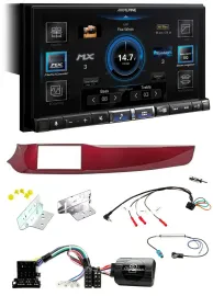 Alpine DAB 2DIN USB Bluetooth Lenkrad Autoradio für Alfa Giulietta rot 940 2010-