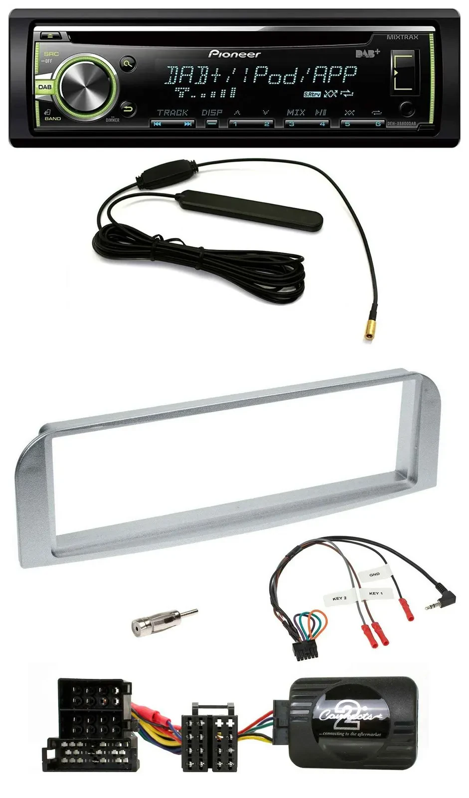 Автомагнитола Pioneer MP3 USB CD DAB для Alfa Romeo 147/GT, совместима с кнопками на руле, серебристо-серая