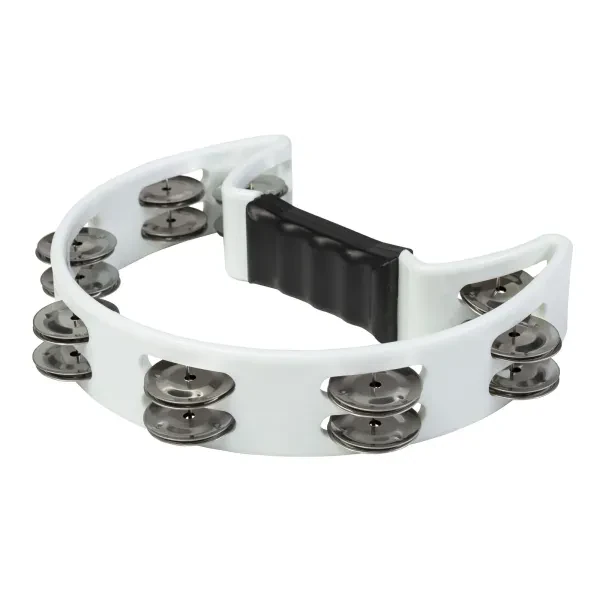 FHT-W Hand Tambourine Doppelreihig Stahlschellen Klarer Klang Ergonomischer
