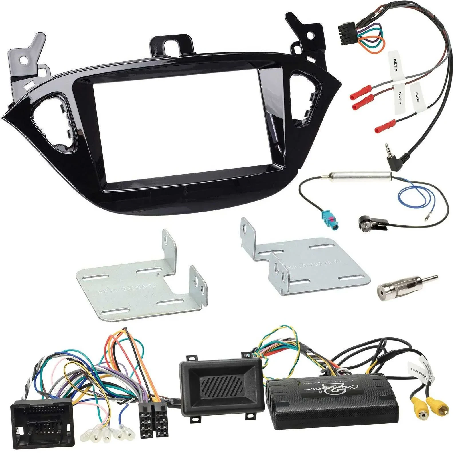 Einbauset Lenkradadapter Doppel DIN Autoradio für Opel Adam Corsa E ab 2013 PDC