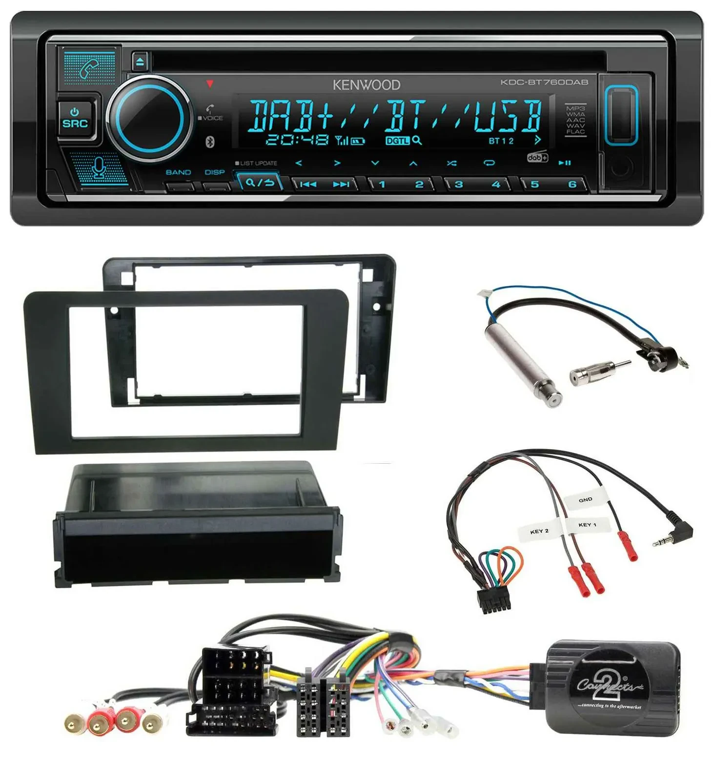 Kenwood Lenkrad Bluetooth DAB USB CD Autoradio für Audi A3 Symphony ISO 8P 2003-