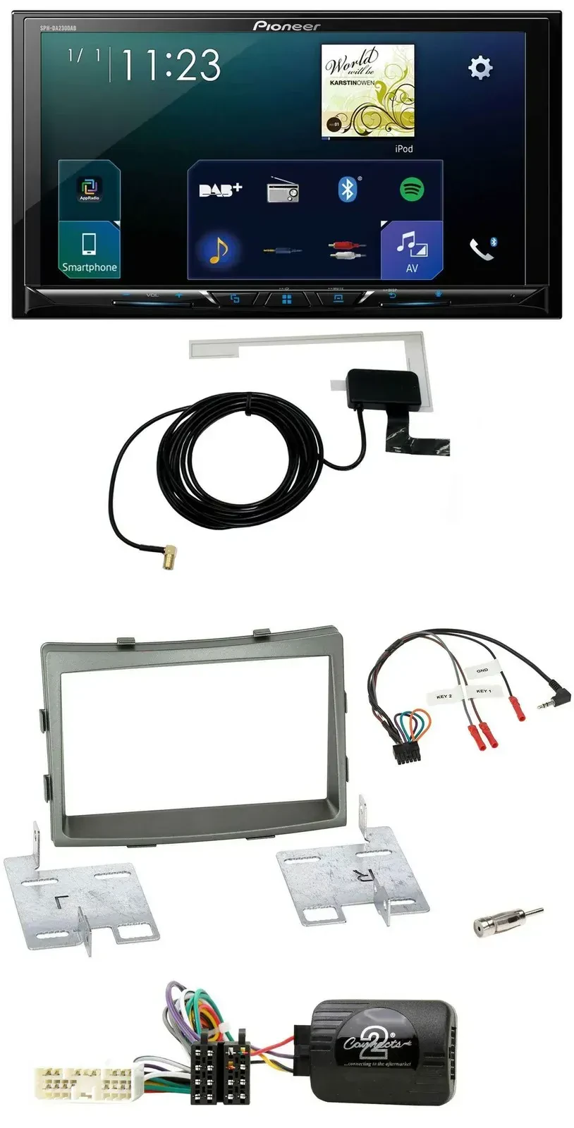 Автомагнитола Pioneer 2-DIN, DAB, USB, Bluetooth, поддержка кнопок на руле для SsangYong Rodius (с 2013)