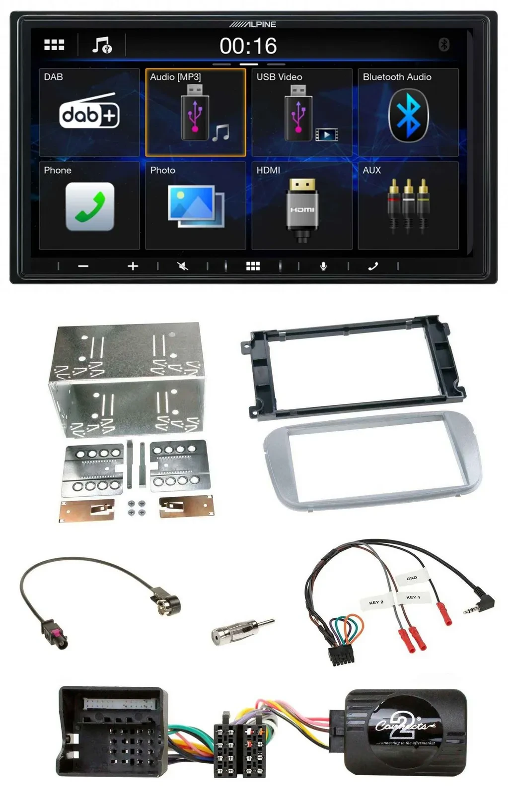 Alpine Bluetooth 2DIN Lenkrad DAB USB Autoradio für Ford Mondeo S-Max 07-14 Prof