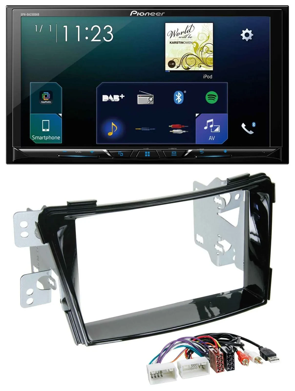 Автомагнитола для Hyundai i40 Pioneer 2DIN, DAB, Bluetooth, USB, MP3, чёрный глянец