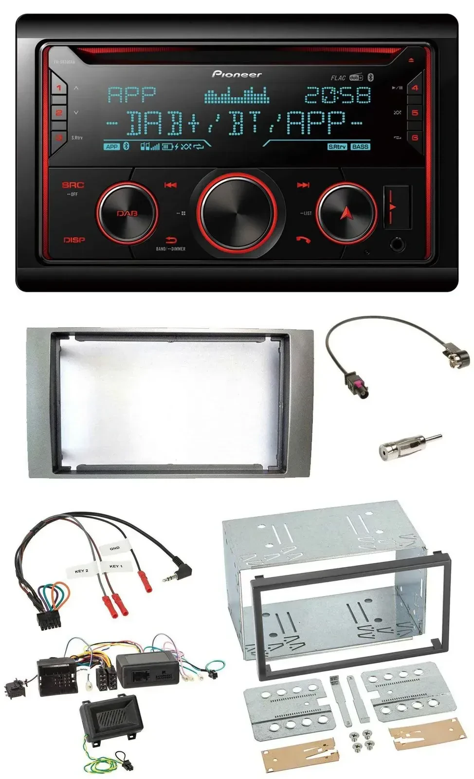 Автомагнитола Pioneer 2DIN, DAB, Bluetooth, USB, CD, для Ford Kuga 2008–2012, серебристая