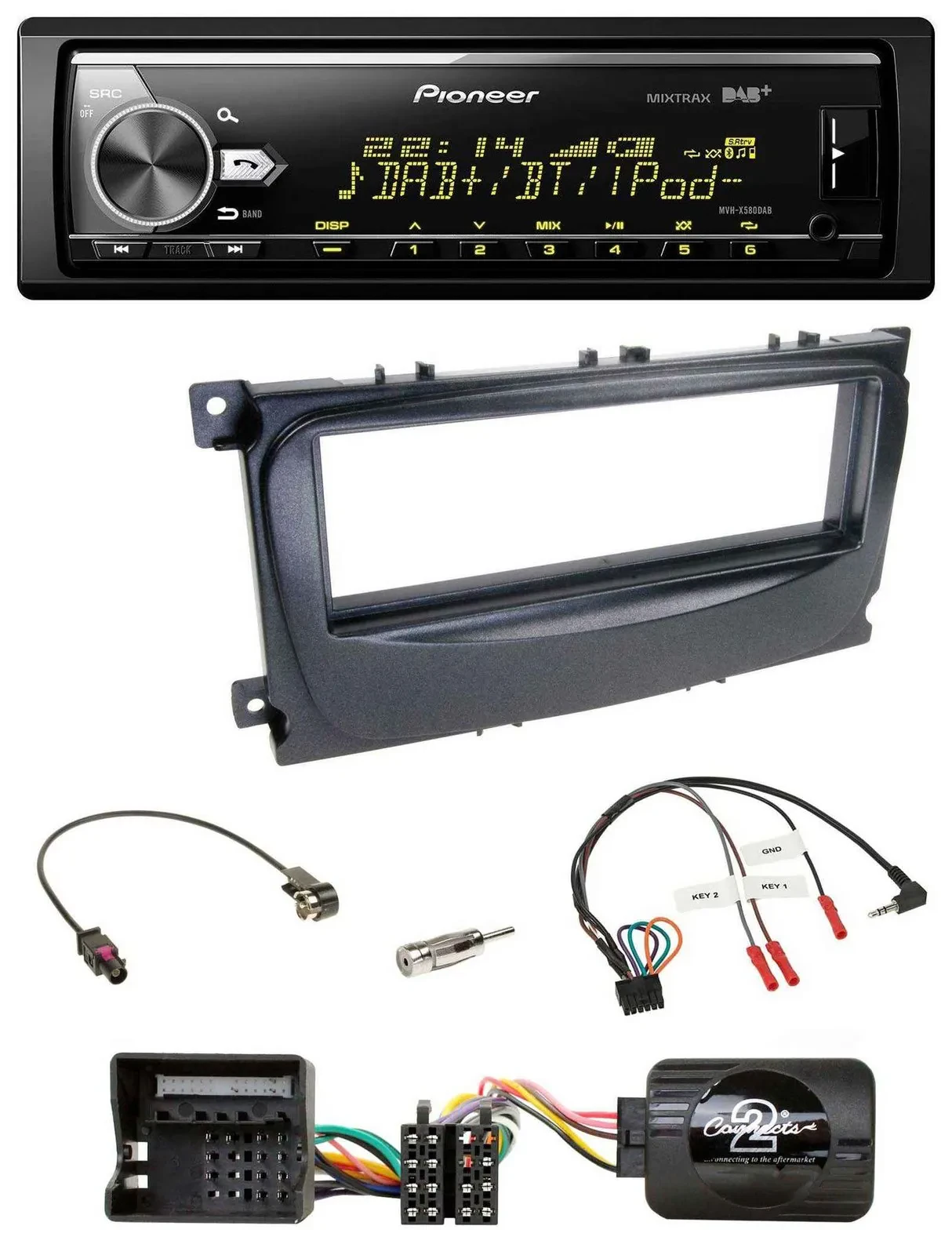 Pioneer Bluetooth USB DAB Lenkrad Autoradio für Ford Focus C-Max Galaxy ab 07 sc