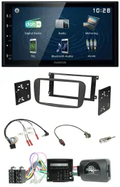 Автомагнитола Kenwood 2DIN, Bluetooth, USB, DAB, совместима с кнопками на руле, для Ford Focus/C-Max/Galaxy