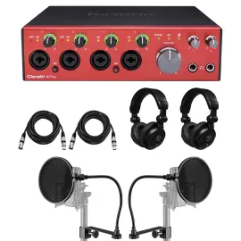 Focusrite Clarett+ 4Pre 8-Channel 18-In/8-Out Audio Interface, Bundle with 2x TA