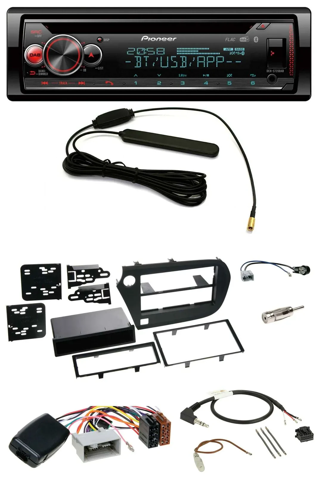 Автомагнитола Pioneer USB, DAB, Bluetooth, CD с поддержкой управления на руле для Honda Insight ZE2 (2009–2013)