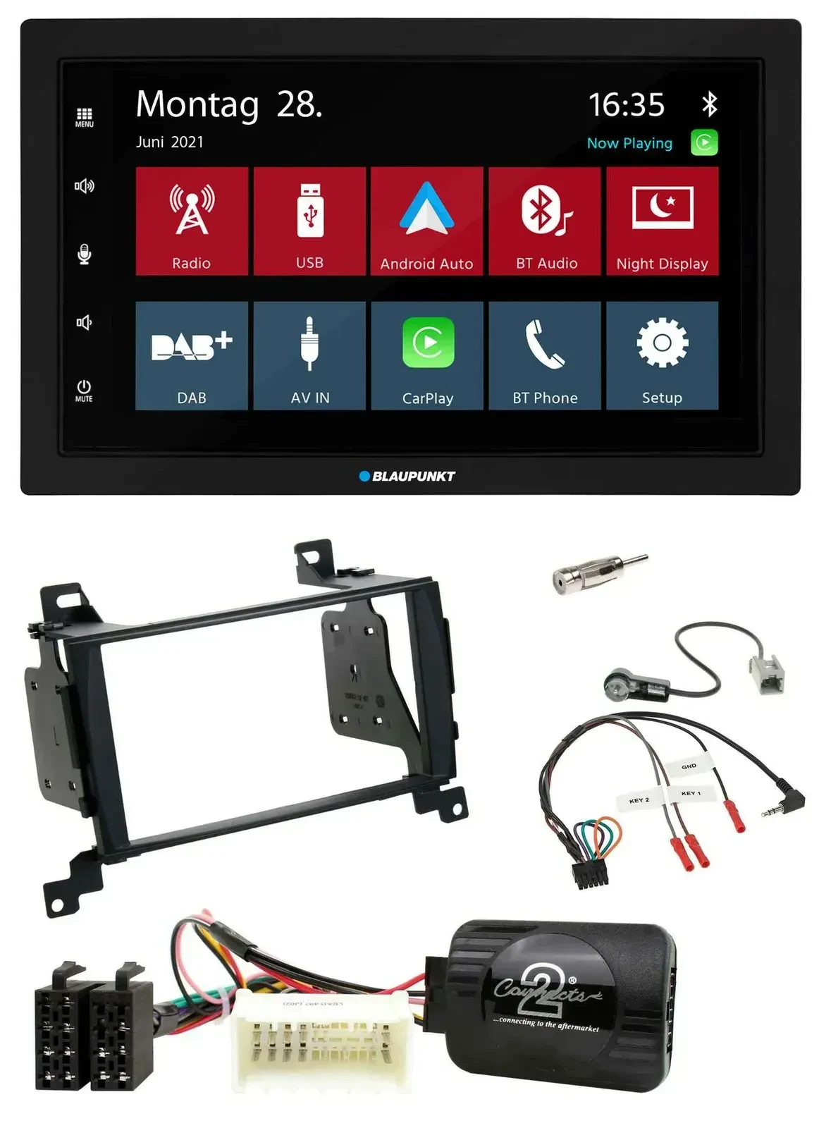 Blaupunkt Lenkrad Bluetooth DAB 2DIN USB Autoradio für Hyundai Santa Fe 07-12