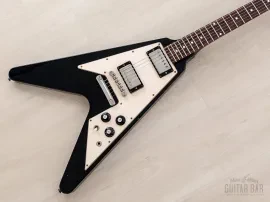 1995 Greco FV Flying V Black w/ Maxon PU-2 Humbuckers, Japan Fujigen