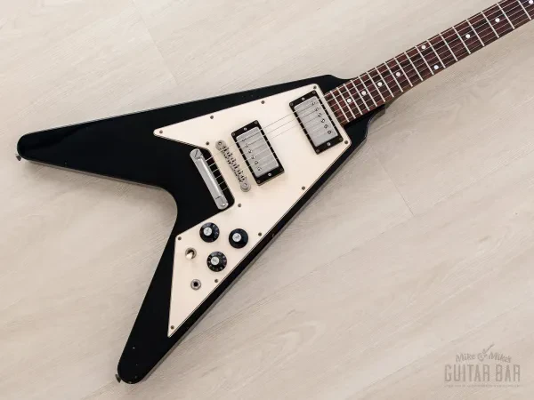 1995 Greco FV Flying V Black w/ Maxon PU-2 Humbuckers, Japan Fujigen