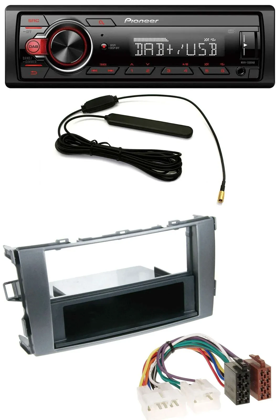 Автомагнитола для Toyota Auris (2007–2012) Pioneer 1-DIN DAB MP3 USB AUX антрацит-серый