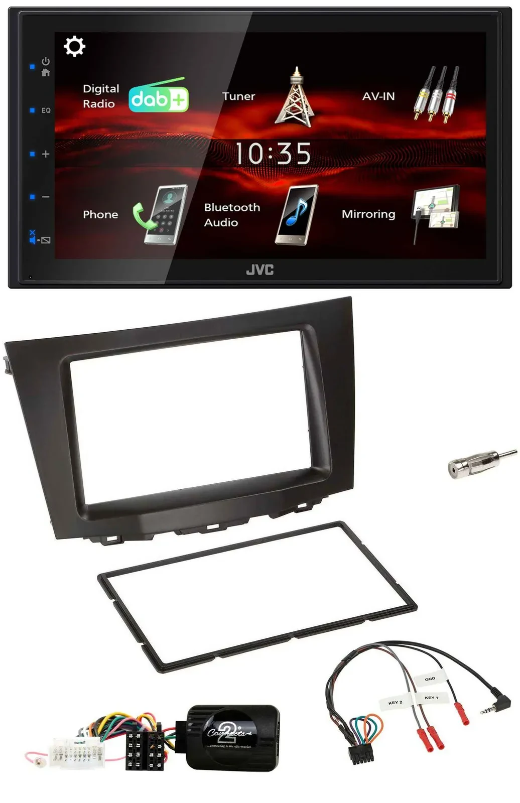 Автомагнитола для Suzuki Kizashi (с 2010) JVC 2 DIN, DAB, USB, Bluetooth, поддержка управления с руля