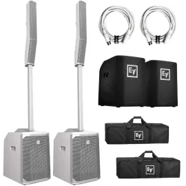 Electro-Voice Evolve 50 White PA Speaker System + Cover + XLR Cables 2 Pack
