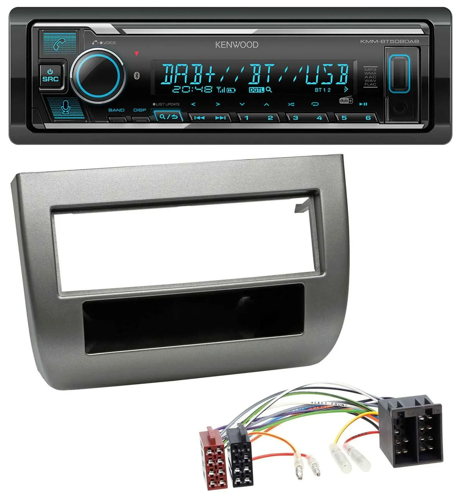 Kenwood Bluetooth MP3 DAB USB Autoradio für Lancia Y 843 03-11 dunkelsilbermetal