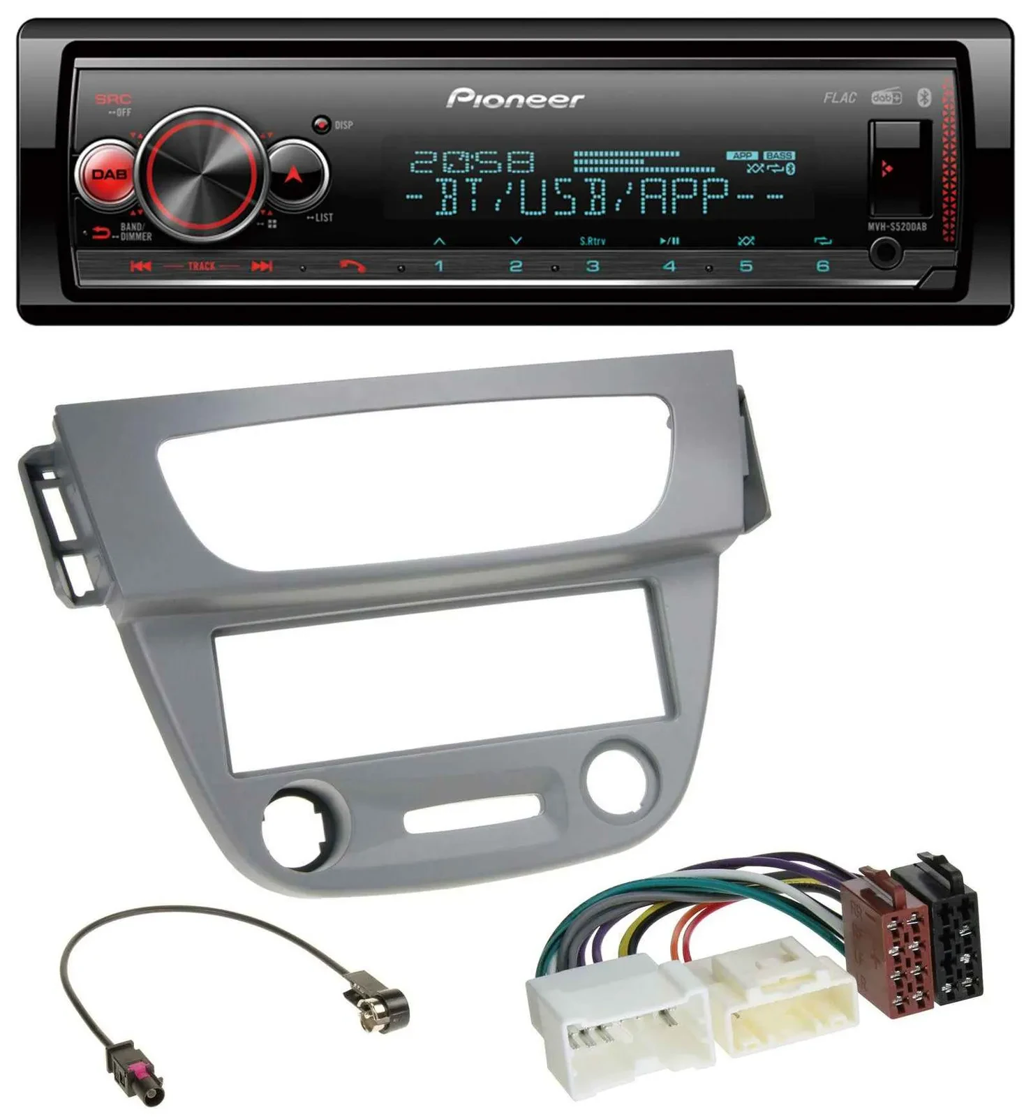 Pioneer Bluetooth USB MP3 DAB Autoradio für Renault Megane 3 (12-14) - grau