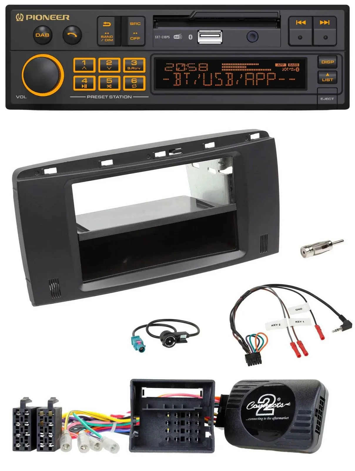 Автомагнитола Pioneer DAB, USB, Bluetooth для Mercedes R-Class W251 (2006–2012) с поддержкой управления на руле