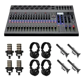 Zoom LiveTrak L-20 20-Channel Digital Mixer & Multitrack Recorder, Bundle with 4