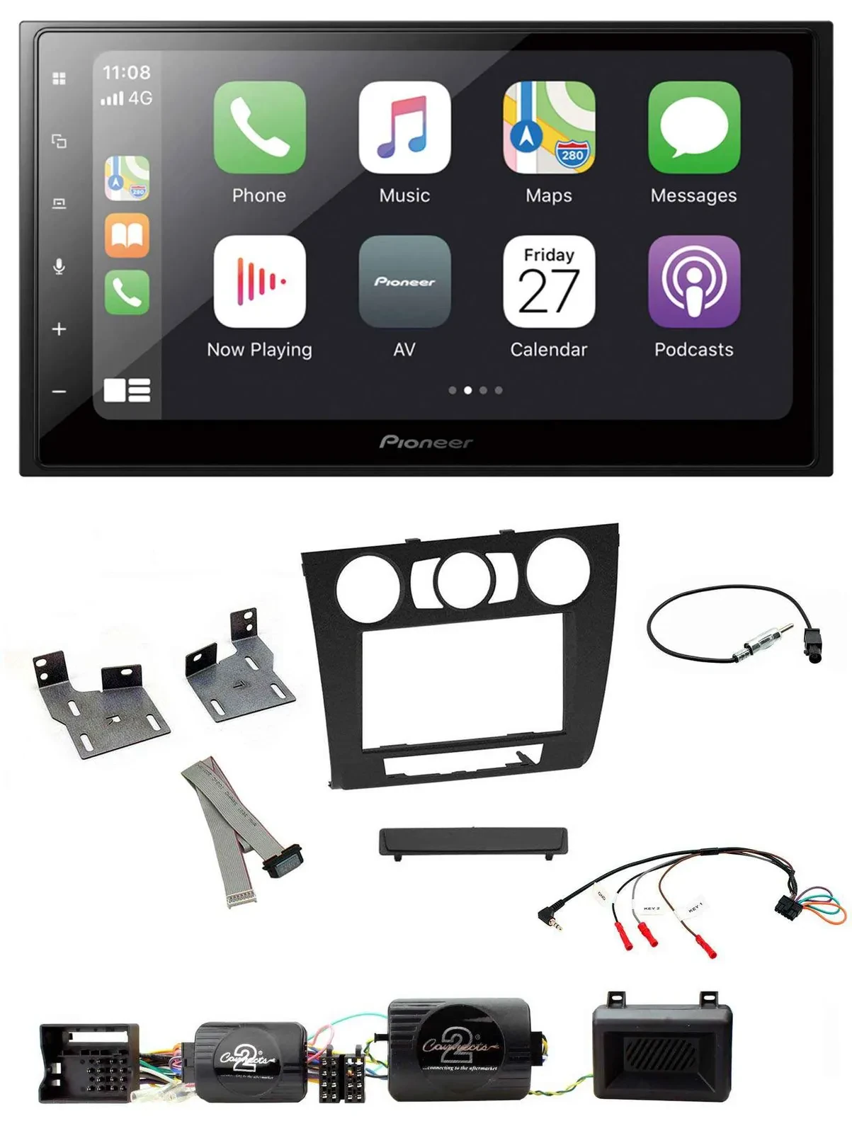 Pioneer Lenkrad Bluetooth DAB 2DIN USB Autoradio für BMW 1er PDC man. Klima E87/