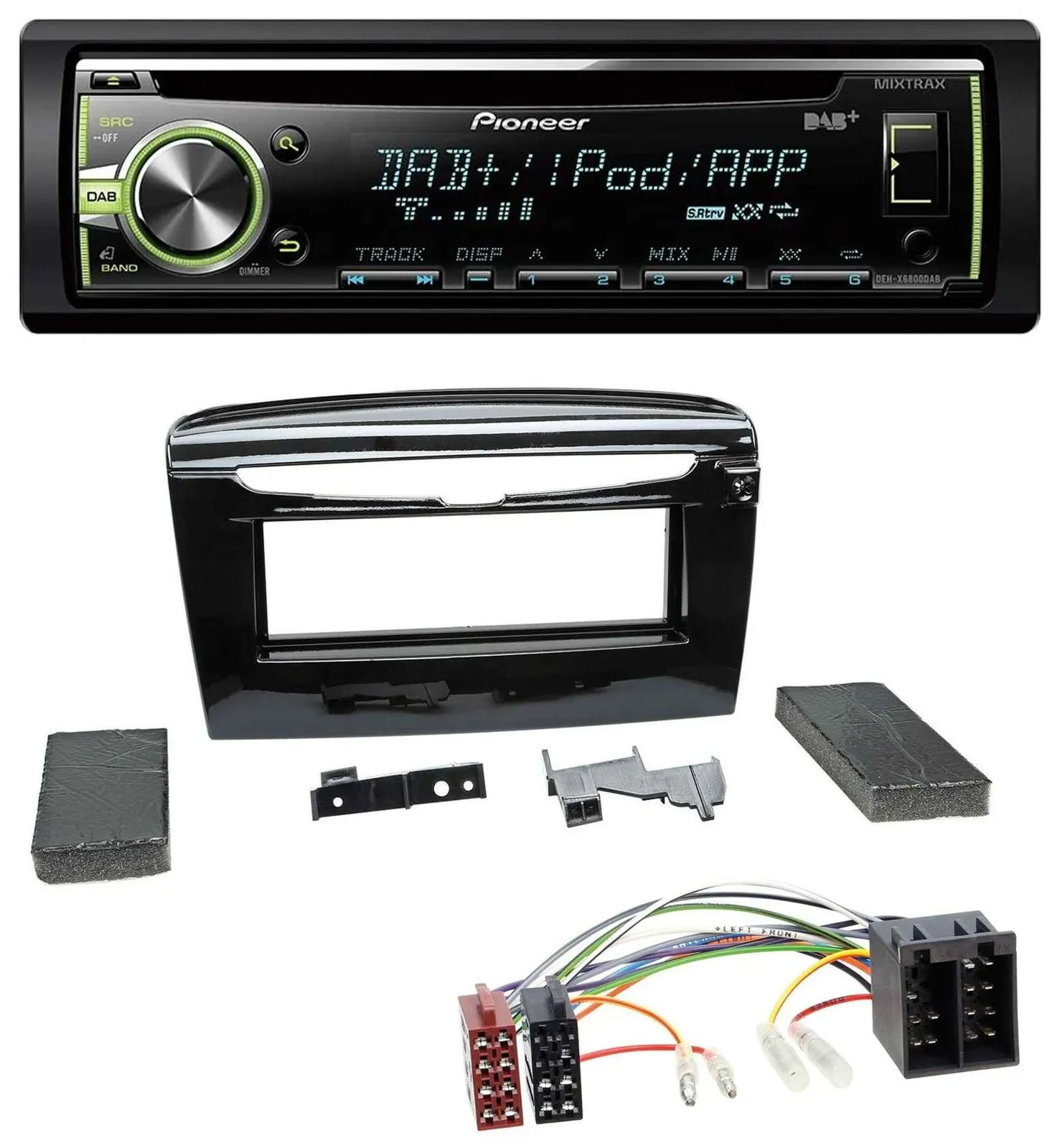 Pioneer DAB USB MP3 AUX CD Autoradio für Lancia Y ab 12 schwarz glänzend