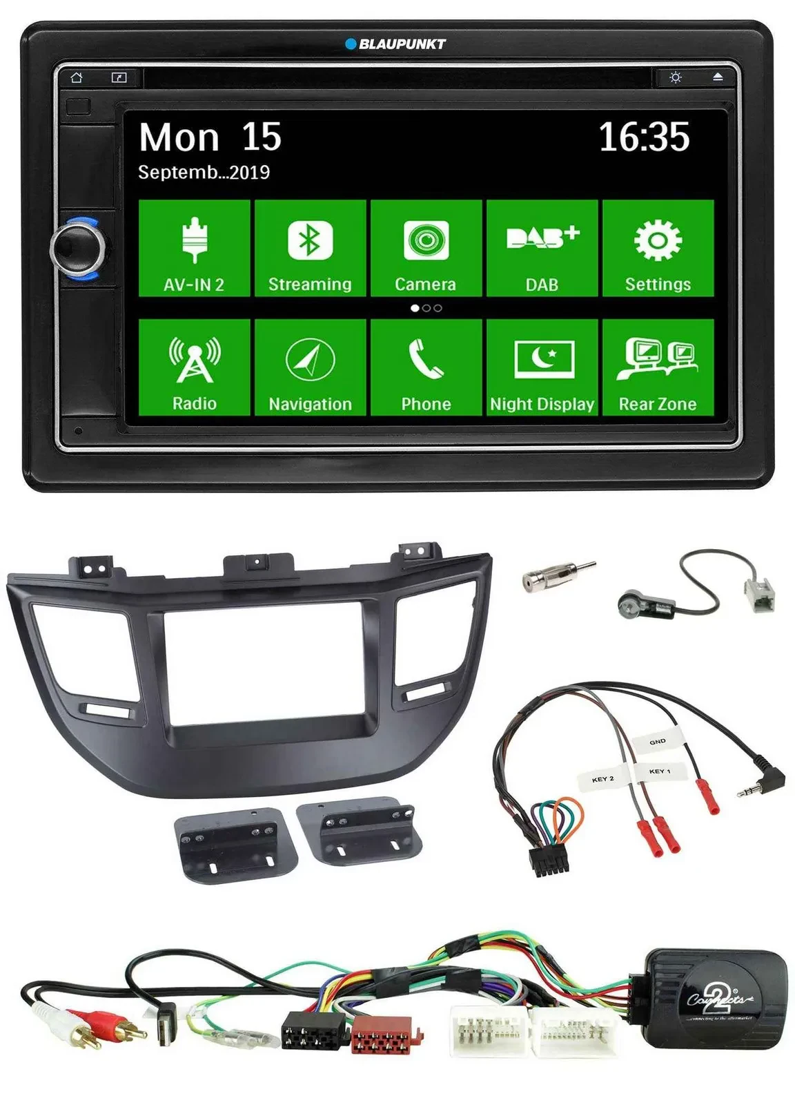 Blaupunkt Bluetooth 2DIN Lenkrad DAB USB TMC Navigation für Hyundai Tucson 15-20