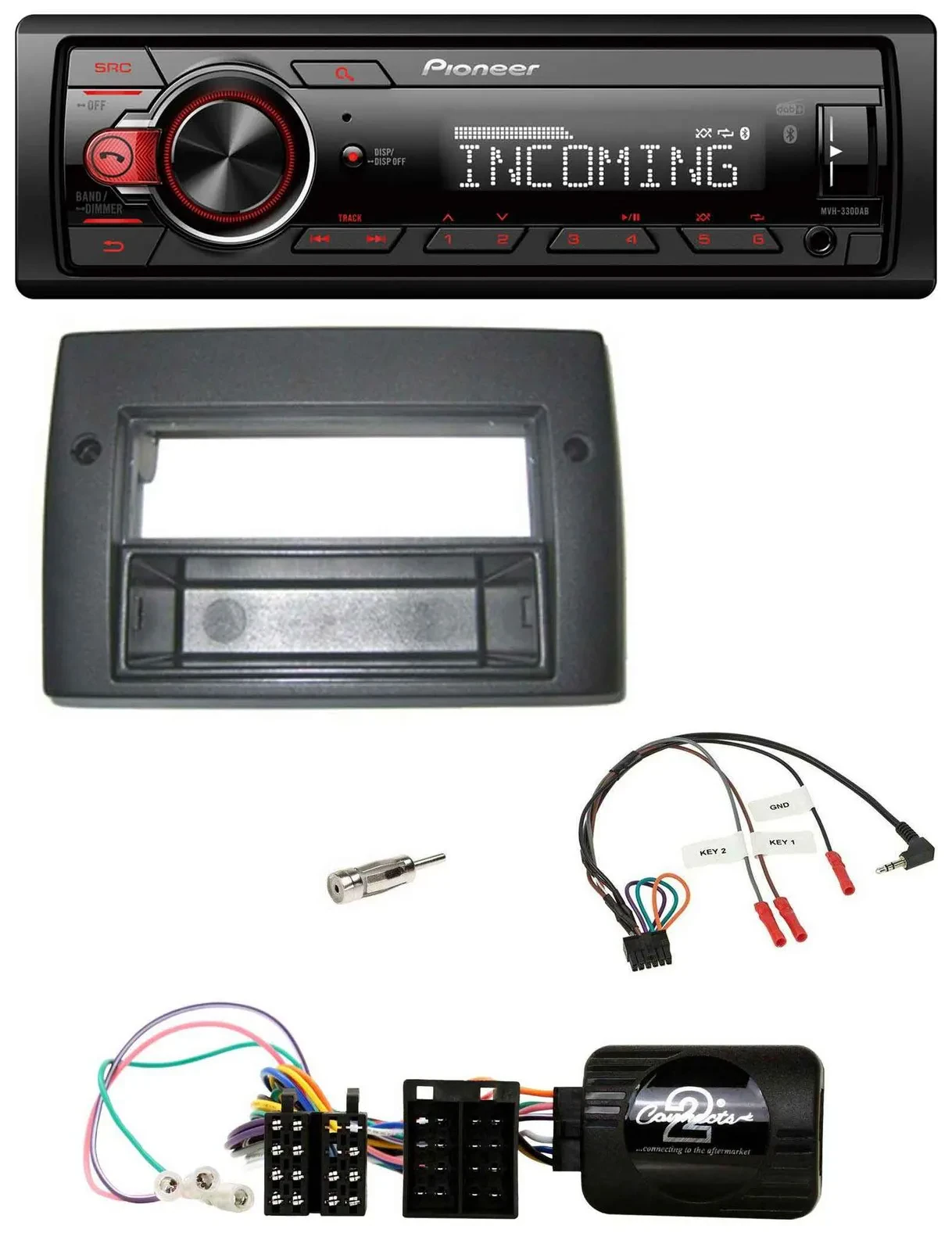 Pioneer Bluetooth USB DAB Lenkrad Autoradio für Fiat Stilo 2001-2007 Profi Ablag