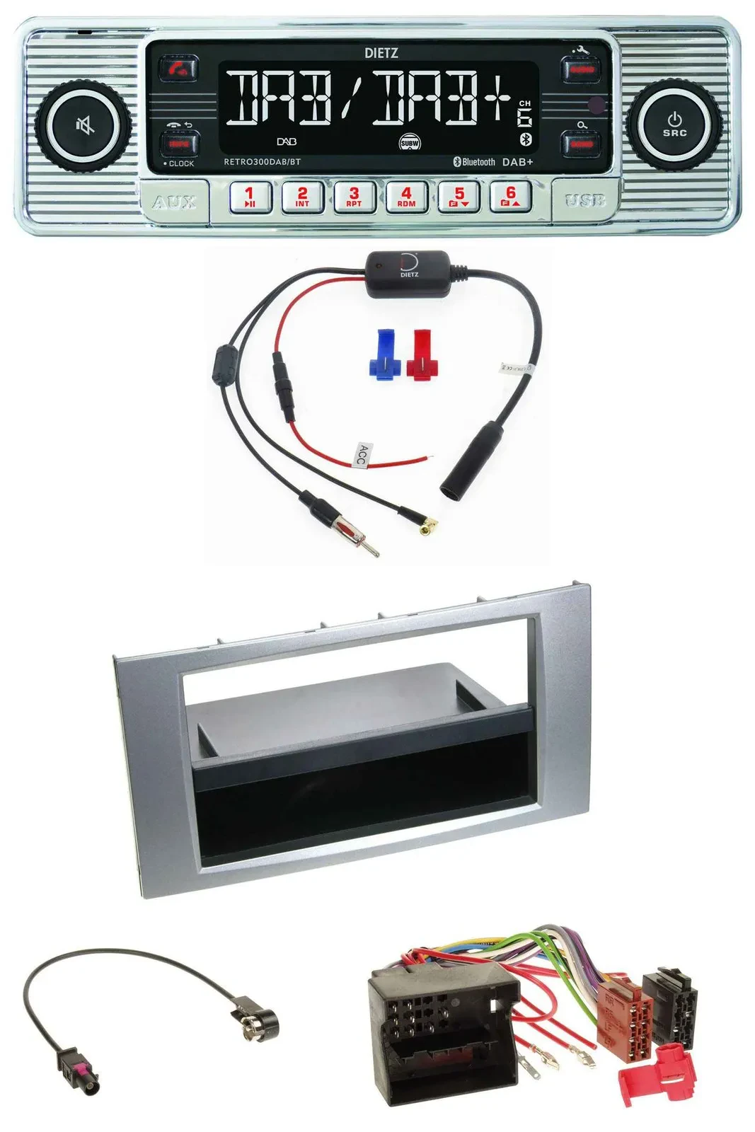 Dietz DAB USB MP3 Bluetooth Autoradio für Ford Kuga Fusion Transit 05-12 silber