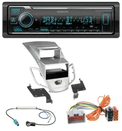 Автомагнитола для Ford Fiesta 2008–2010 Kenwood Bluetooth, MP3, DAB, USB, серебристая