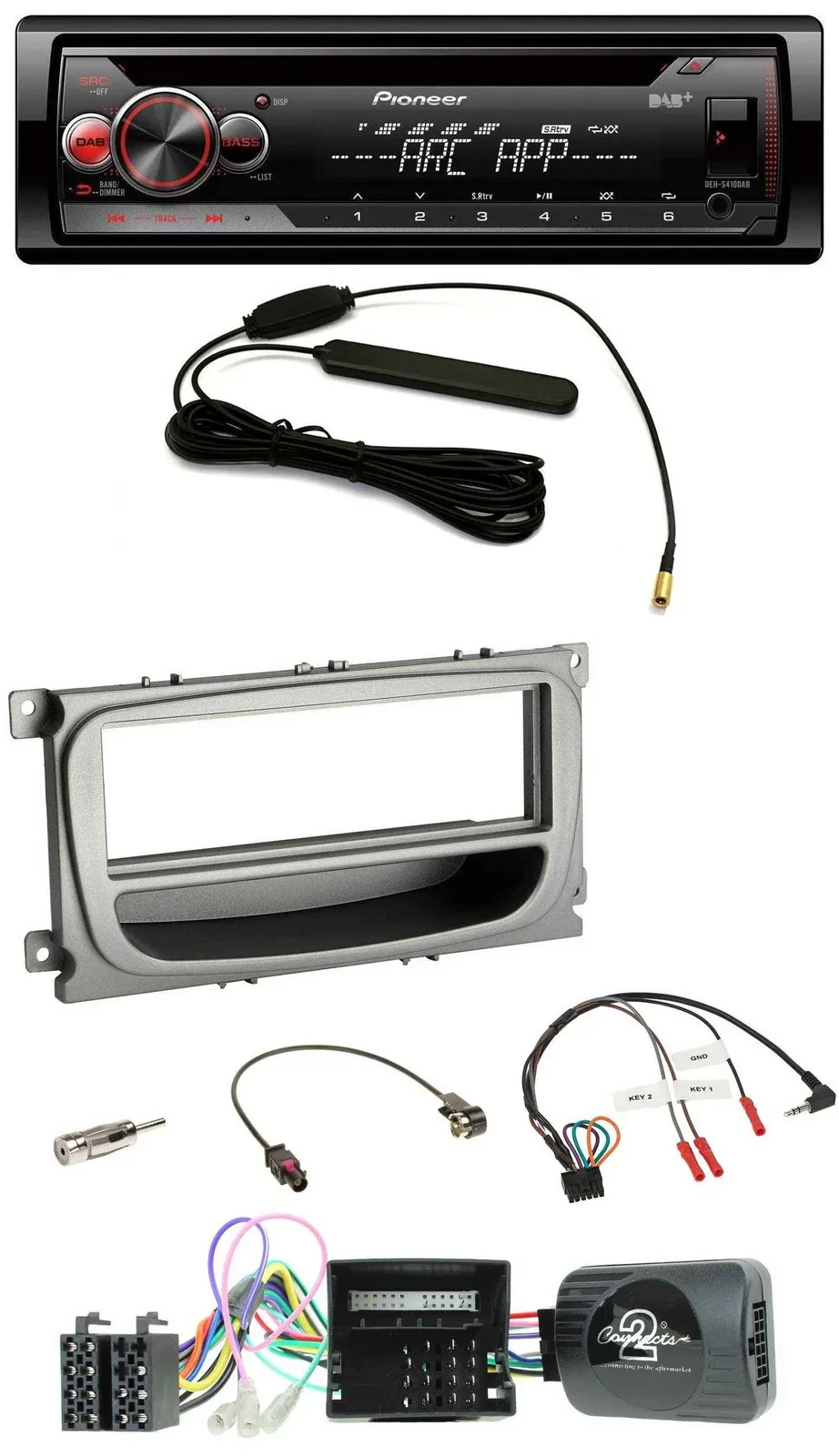 Pioneer CD USB Lenkrad DAB MP3 Autoradio für Ford Focus Galaxy C-Max Can ab 2007