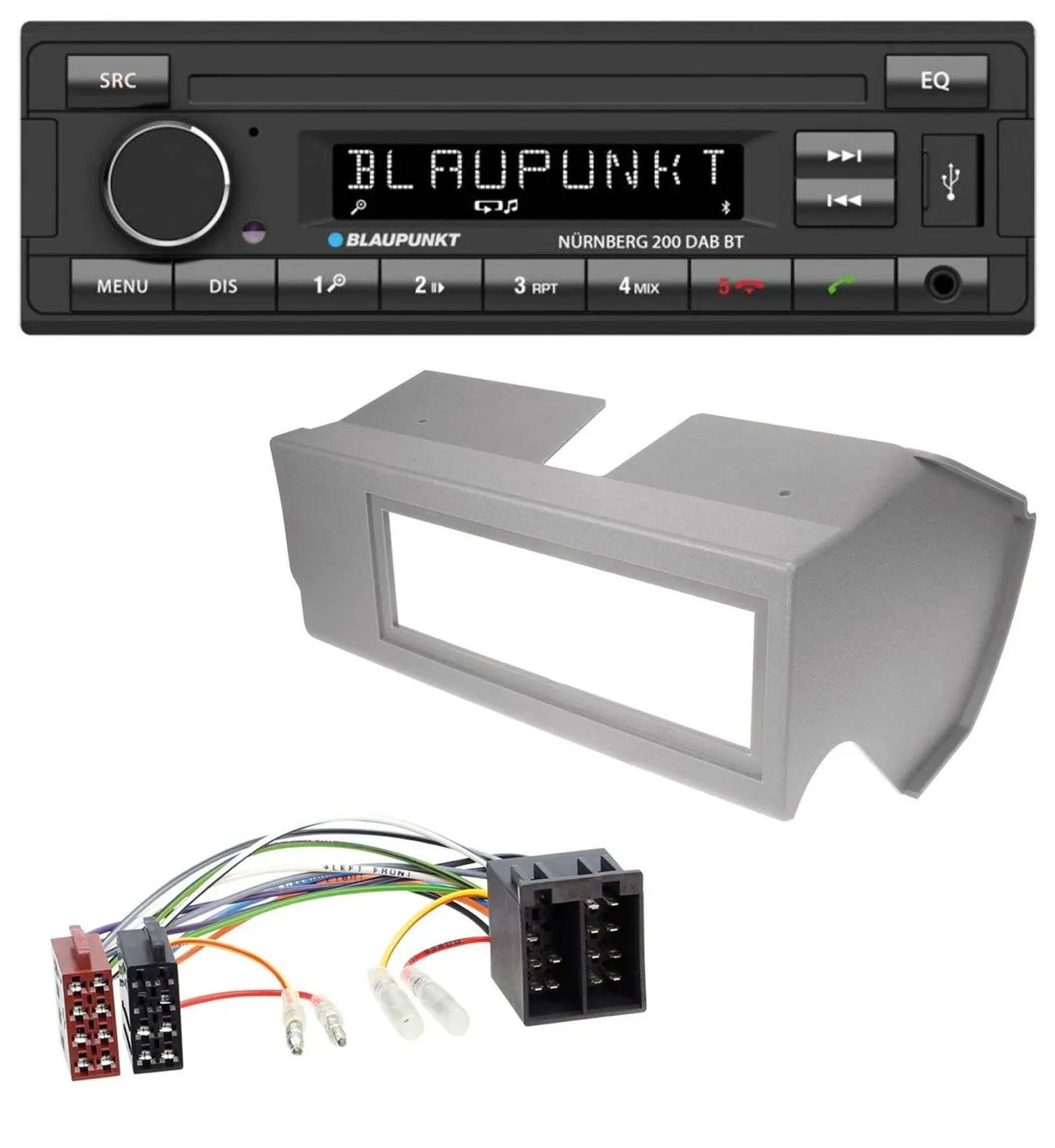 Blaupunkt USB DAB MP3 Bluetooth Autoradio für Fiat Panda (bis 2002) - grau