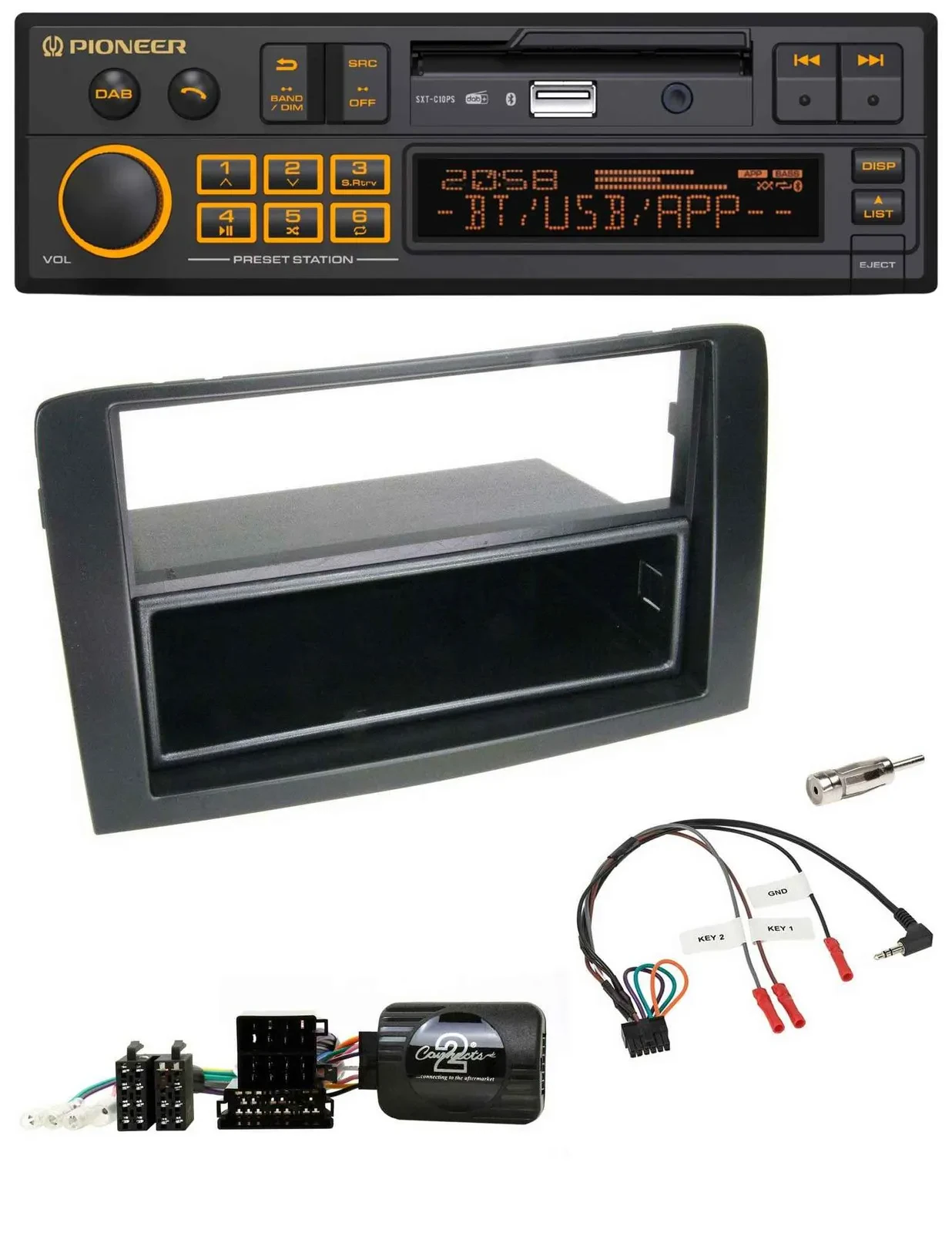 Автомагнитола Pioneer DAB, USB, Bluetooth, черная, для Fiat Idea 2006–2012, поддержка управления на руле