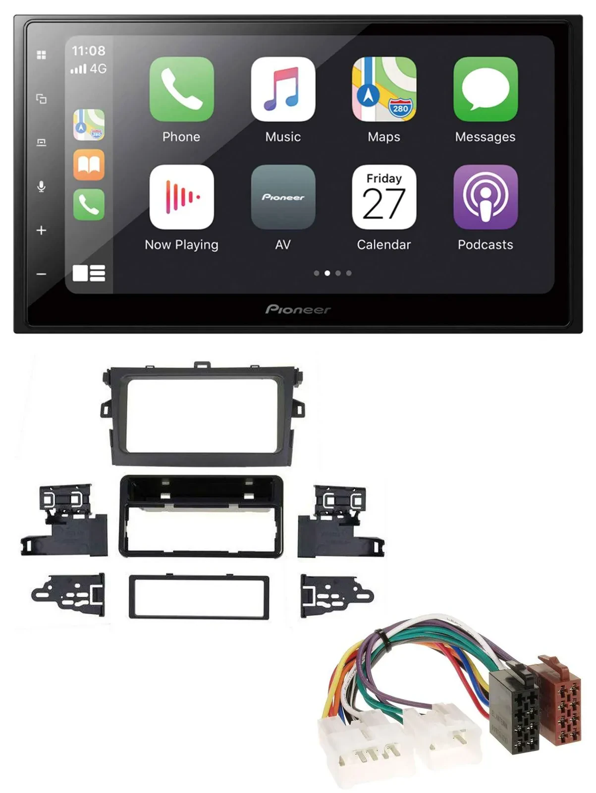 Pioneer MP3 Bluetooth DAB 2DIN USB Autoradio für Toyota Corolla 2009-2013 silber