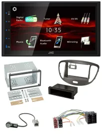 Автомагнитола JVC 2DIN USB Bluetooth MP3 DAB темно-серебристая для Hyundai i10 (2008–2013)