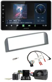 Автомагнитола для Alfa Romeo 147/GT 2007–2010 Kenwood Bluetooth, USB, DAB антрацит, с поддержкой управления с руля