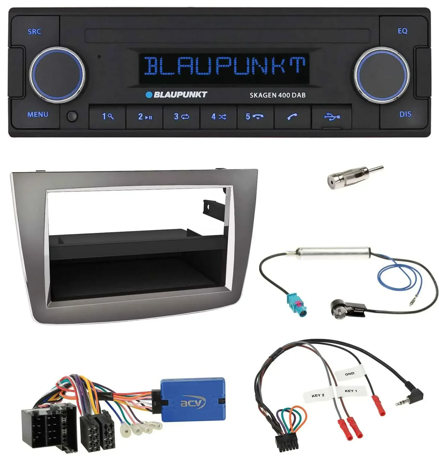 Автомагнитола для Alfa Romeo Mito (2013–2018) Blaupunkt DAB, USB, Bluetooth, управление с руля, ISO