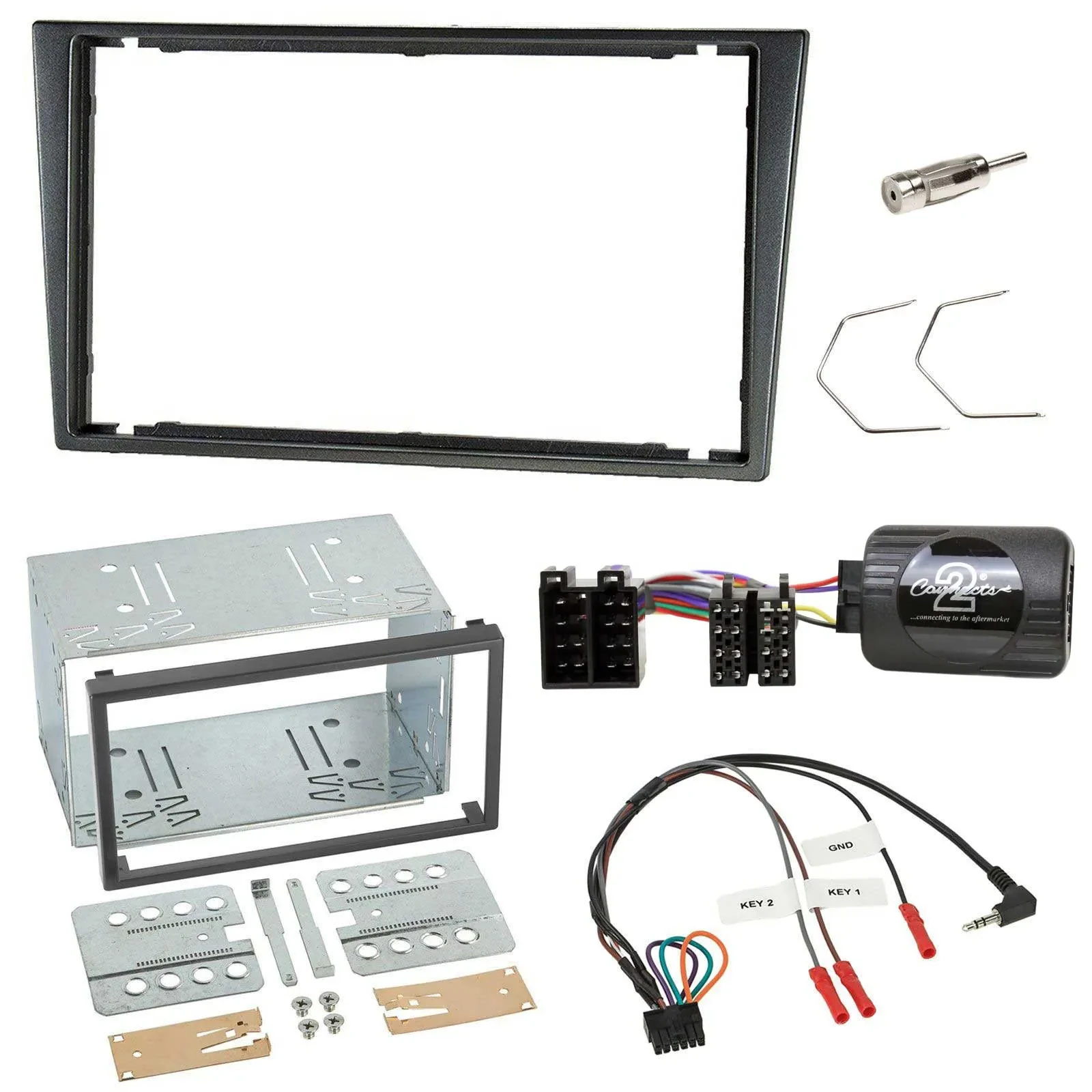 Einbauset Lenkradadapter Doppel DIN Autoradio für Opel Corsa C 200-2004 charcoal