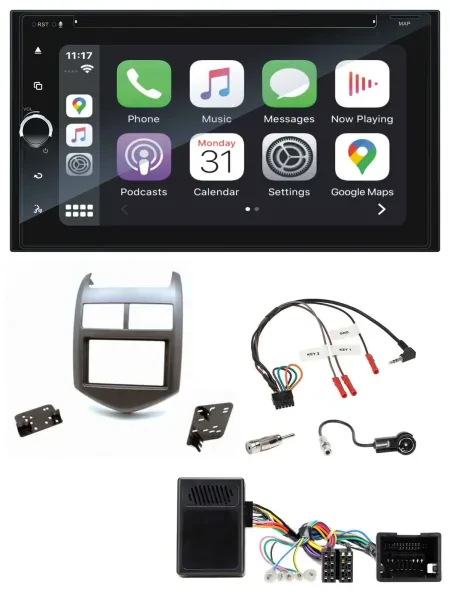 Blaupunkt DAB Lenkrad TMC Bluetooth USB 2DIN Navigation für Chevrolet Aveo ab 11