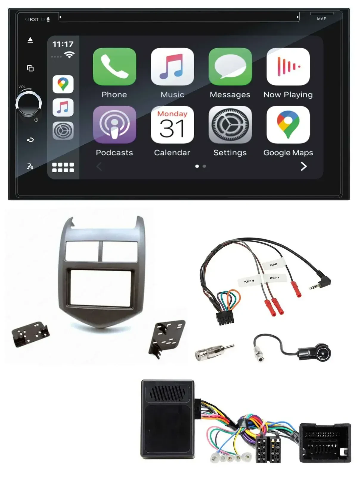 Blaupunkt DAB Lenkrad TMC Bluetooth USB 2DIN Navigation für Chevrolet Aveo ab 11