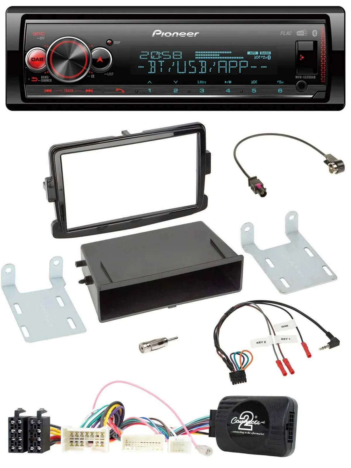 Pioneer Bluetooth USB Lenkrad DAB Autoradio für Dacia Duster Dokker Logan ab 12