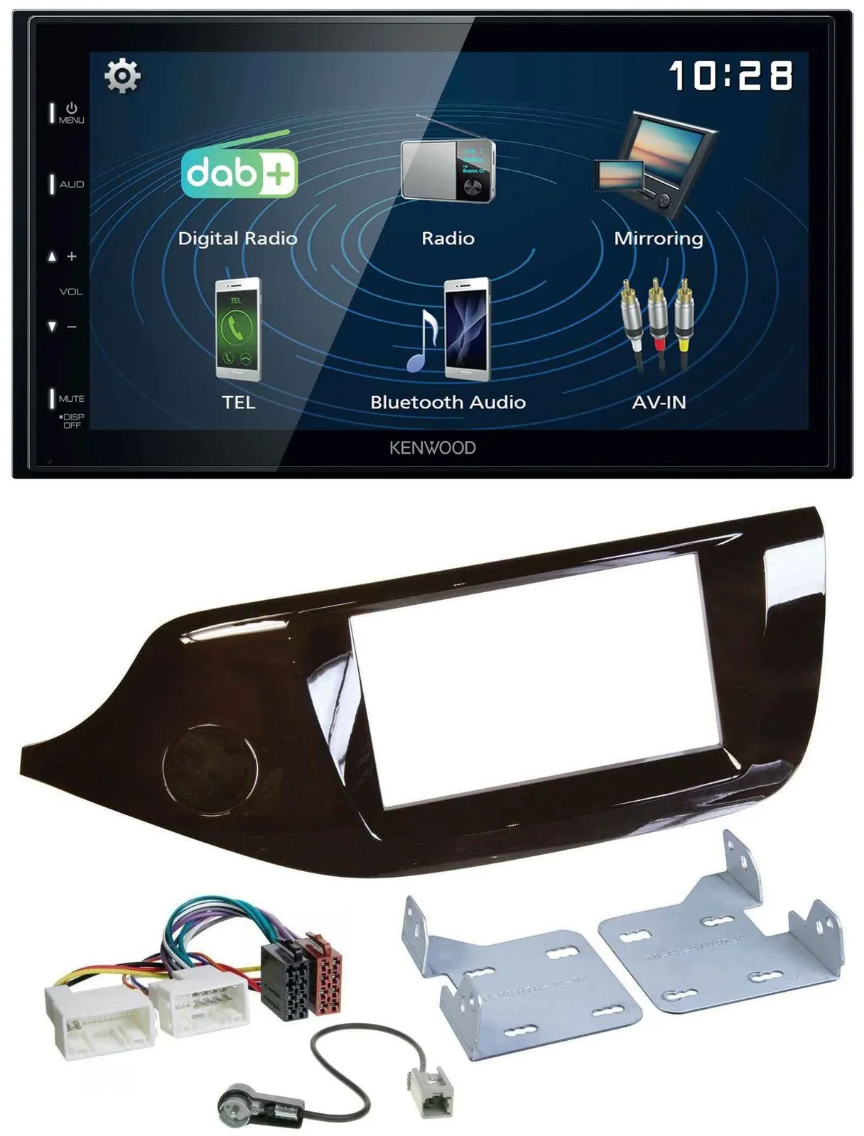 Автомагнитола для Kia Ceed Kenwood 2DIN Bluetooth USB DAB MP3, глянцевая, с 2012