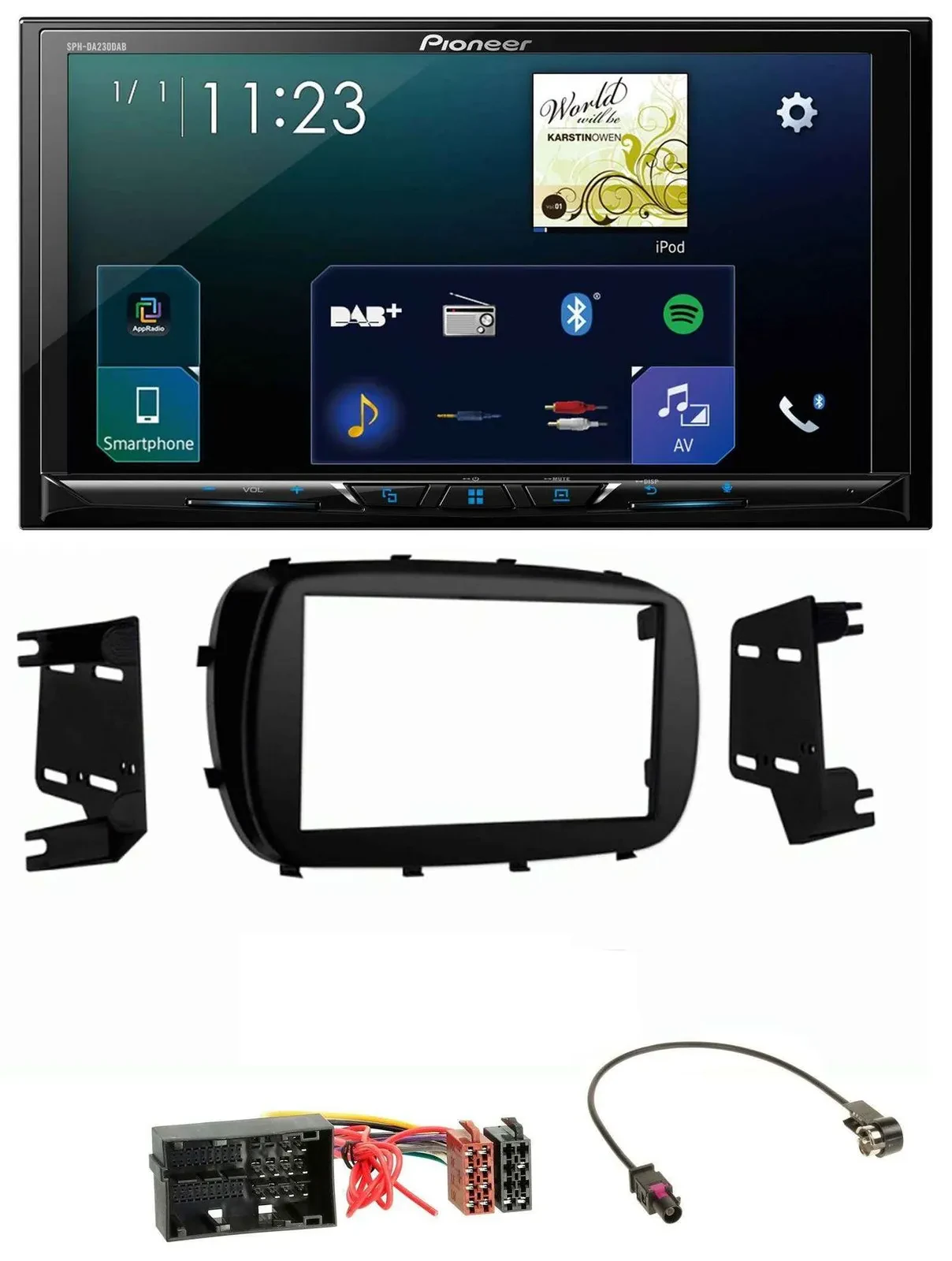 Pioneer MP3 Bluetooth USB 2DIN DAB Autoradio für Fiat 500X (ab 2015)