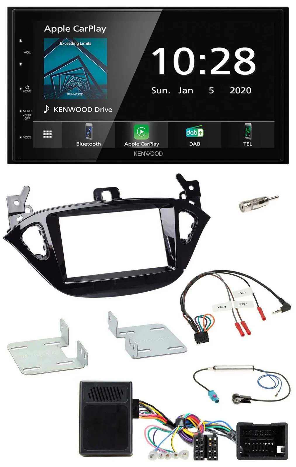 Автомагнитола Kenwood 2DIN, DAB, Bluetooth, USB для Opel Adam (с 2013) и Opel Corsa E