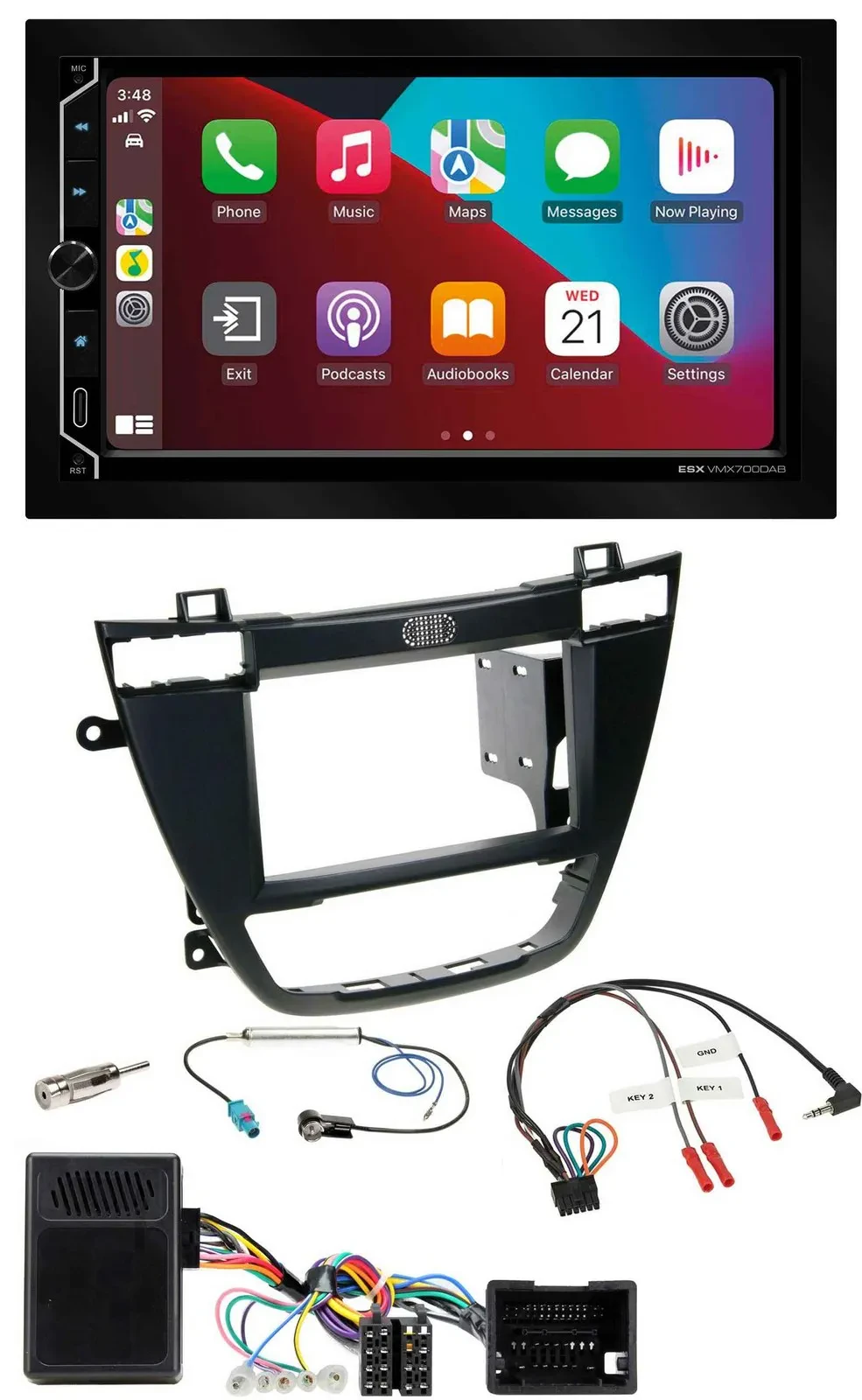 ESX 2DIN DAB USB Lenkrad Bluetooth Autoradio für Opel Insignia ab 08 schwarz