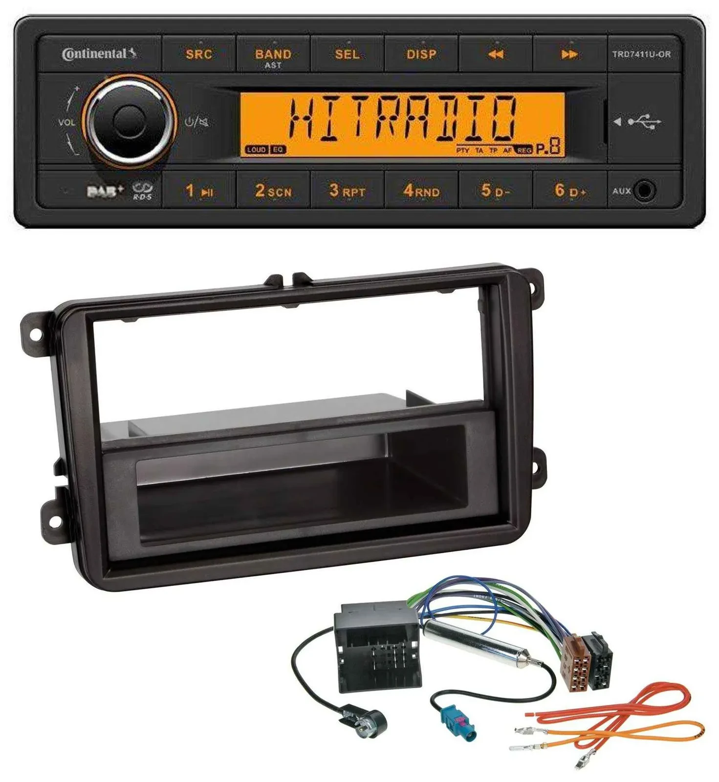Continental 1DIN DAB MP3 AUX USB Autoradio für Skoda Fabia Octavia Rapid Roomste