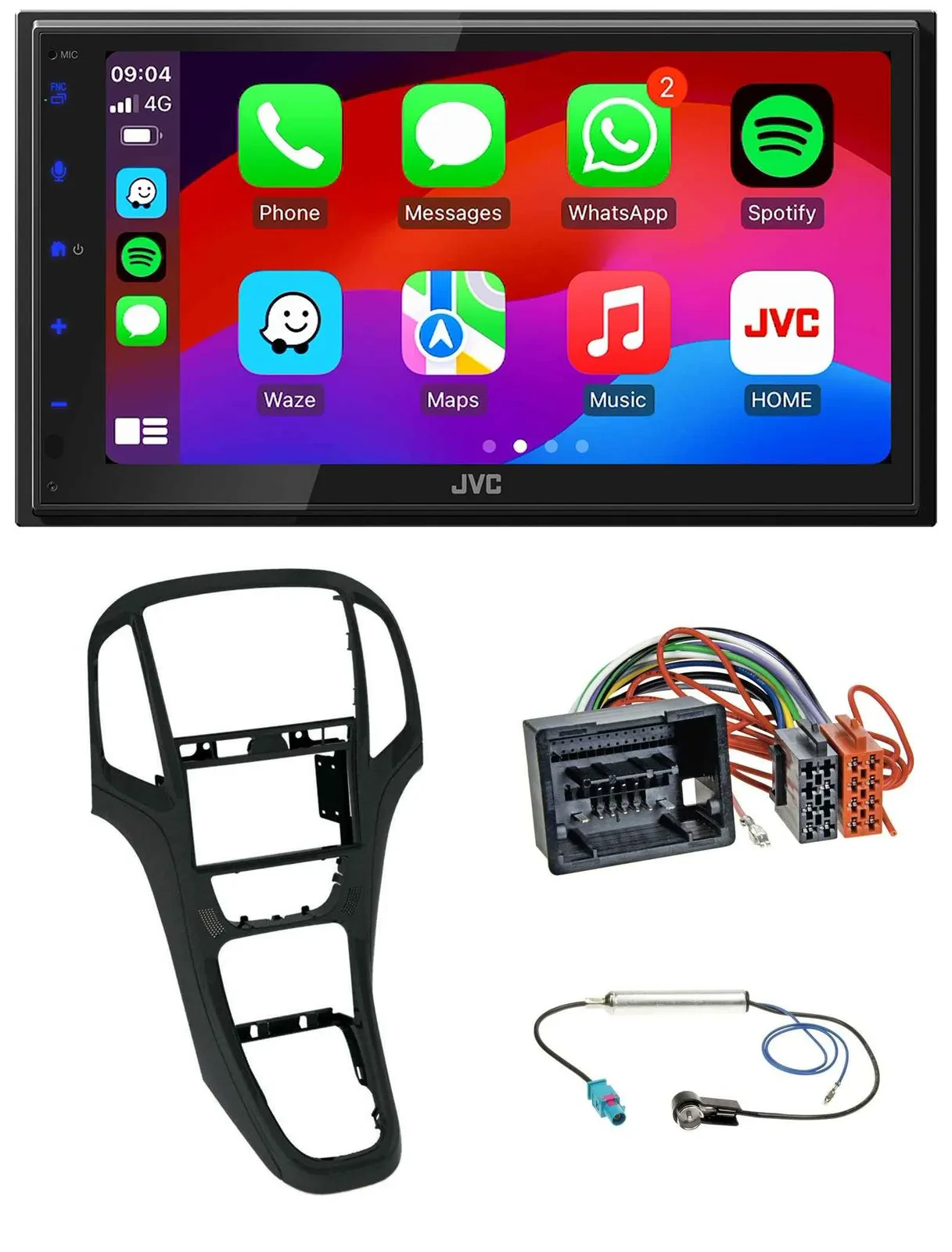 JVC Bluetooth USB MP3 2DIN DAB Autoradio für Opel Astra J ab 12/09 Perlschwarz