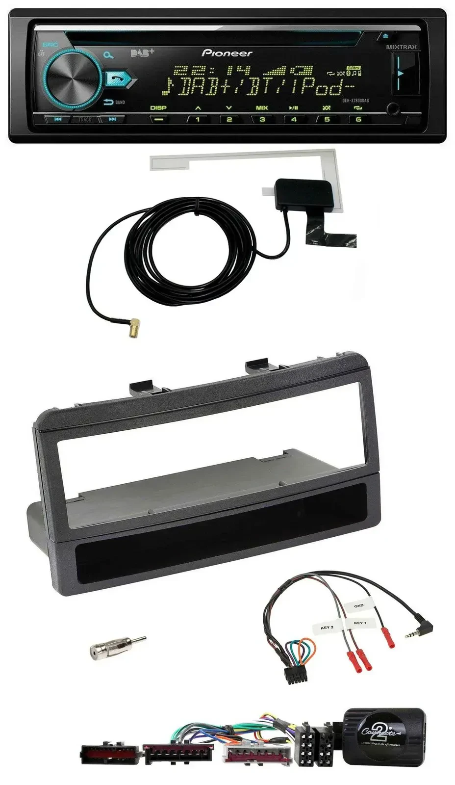 Автомагнитола для Ford Mondeo 2000–2002 Pioneer CD/MP3/USB/DAB, черный, с карманом