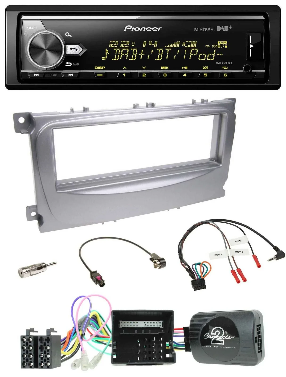 Pioneer Bluetooth USB DAB Lenkrad Autoradio für Ford Galaxy C-Max Focus Can-Bus